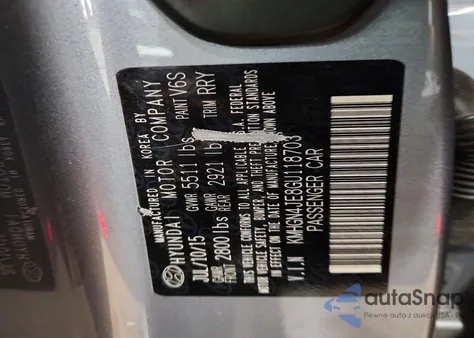 2016 Hyundai Genesis 3.8L z USA, uszkodzony, nr VIN KMHGN4JE8GU118703